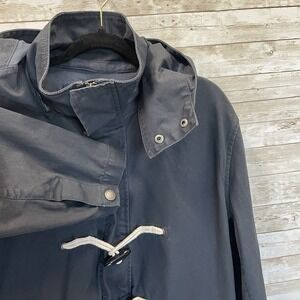 Crew Clothing Co. Womens M Jacket Unisex Blue Duffle Canvas 100% Cotton Zip Hood